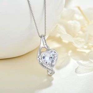 Infinity Heart Necklace 925 Sterling Silver Simulated Diamond I Love You To The